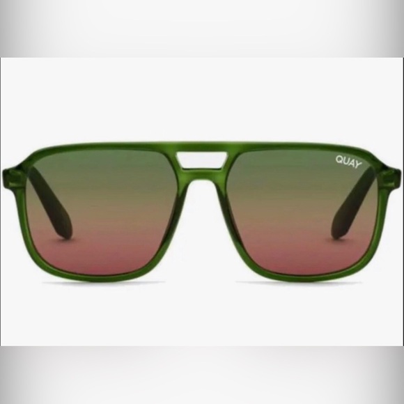 Quay On The Fly large aviator‎ Green frame Brown Gradient Lens unisex sunglasses - Picture 1 of 7